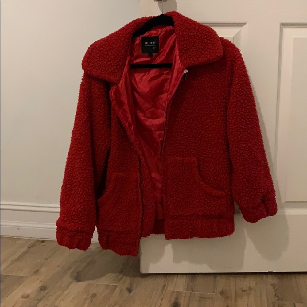 Red teddy coat